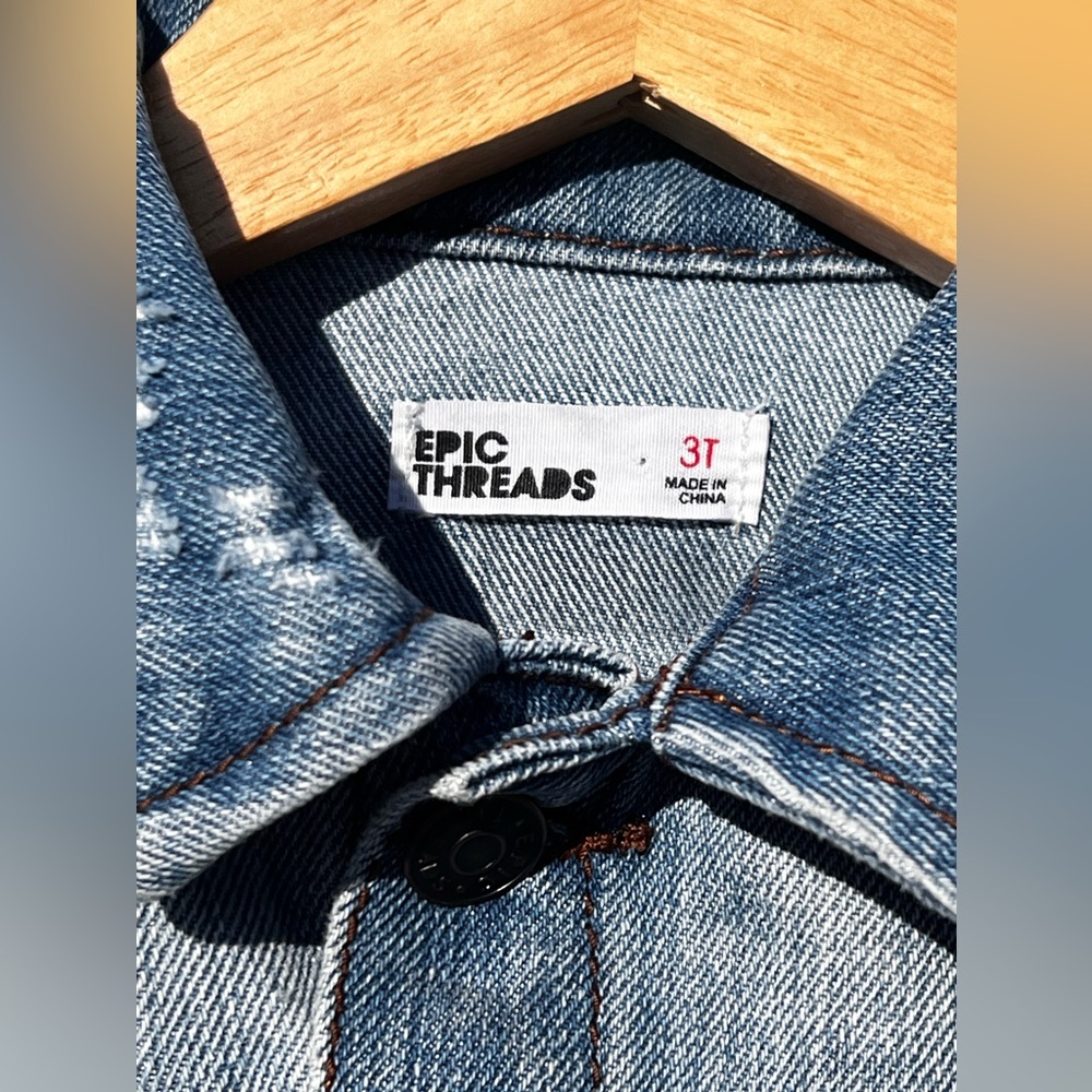 EPIC Threads distressed Cotton Denim Jacket for Girls - Picture 5 of 10
